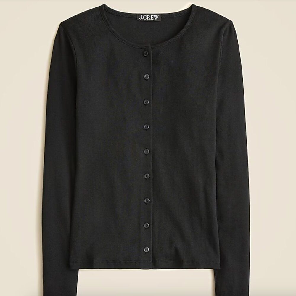 J. Crew Ci027 Black Fine rib knit cardigan NWT size XXS